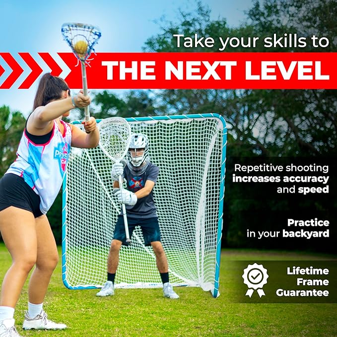 Velocity - Lacrosse Goal - Portable Steel Frame with Black Net, Perfect for Youth and Adult Training, Backyard Design