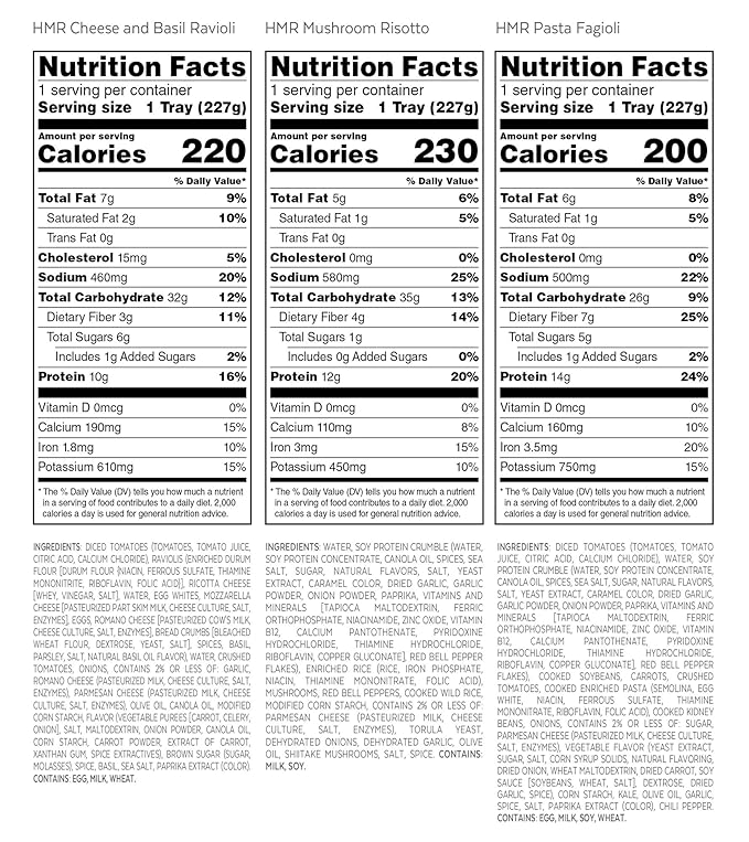 HMR Vegetarian Entrée Pack | Pre-packaged Lunch or Dinner to Support Weight Loss | Pack of 6 Ready to Eat Meals | 10-14 grams of Protein per Entrée | Low Calorie Food | 8oz Servings per Meal