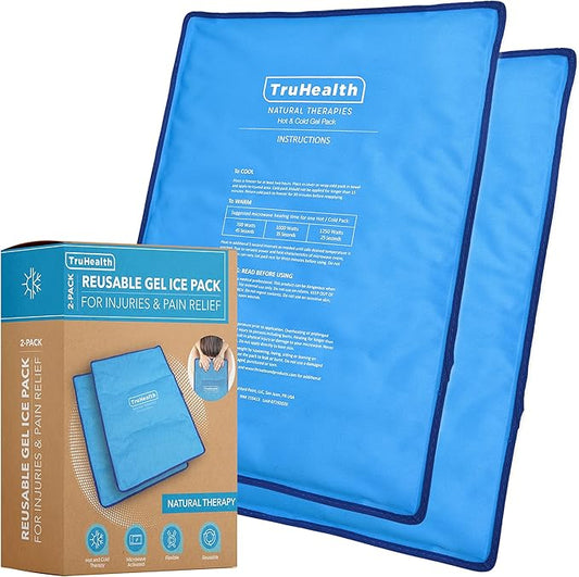 Extra Large Reusable Gel Ice Pack for Injuries & Pain Relief - 2-Pack, Extra Large - Blue - Hot & Cold Therapy Ice Bags for Injuries - Flexible, Leak-Free Design