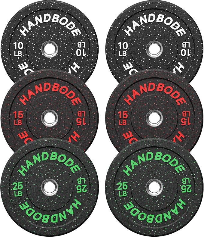 Colored Bumper Weight Plates Olympic Weight Plate Set 2-Inch, 10/15/20/25/35/45/55 lb Barbell Weight Plates Set for Home Gym, Rubber Strength Training Weights Plates for Weight Lifting
