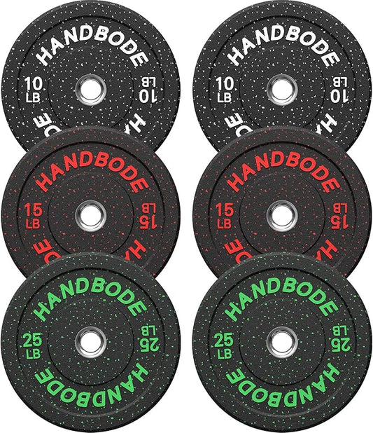 Colored Bumper Weight Plates Olympic Weight Plate Set 2-Inch, 10/15/20/25/35/45/55 lb Barbell Weight Plates Set for Home Gym, Rubber Strength Training Weights Plates for Weight Lifting