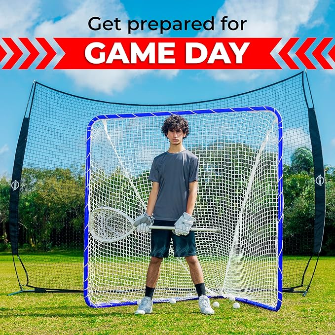 Velocity - Lacrosse Goal - Portable Steel Frame with Black Net, Perfect for Youth and Adult Training, Backyard Design