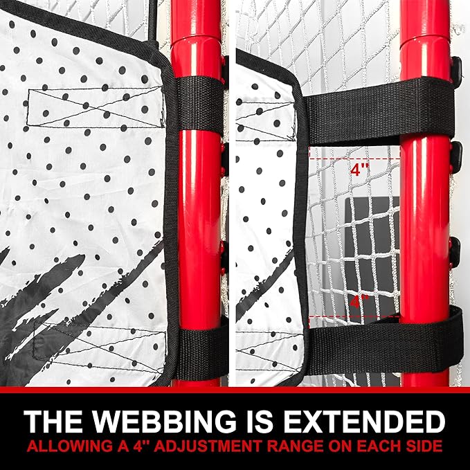 EALER Hockey Goal with Shooting Targets –54"×44" Portable Street & Ice Goal, Heavy-Duty 1″ Steel Frame, 5 Target Holes, Tear-Proof Fabric, Official Size, Easy Backyard Assembly