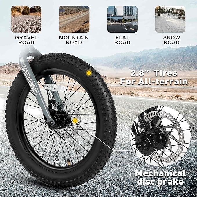 Glerc Mars Kids Mountain Bike, 20 24 Inch Fat Tire Bike for Teen Ages 6-14 Year Old, Bicycle with 2.8-Inch Wide Tires and 6 Speed Drivetrain, Multiple Colors