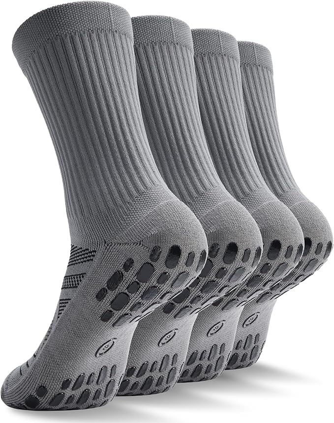 CWVLC Grip Socks Soccer - Cushioned Non-Slip Grippy for Men & Women Athletic - Barre Hospital Sticky Slipper Socks