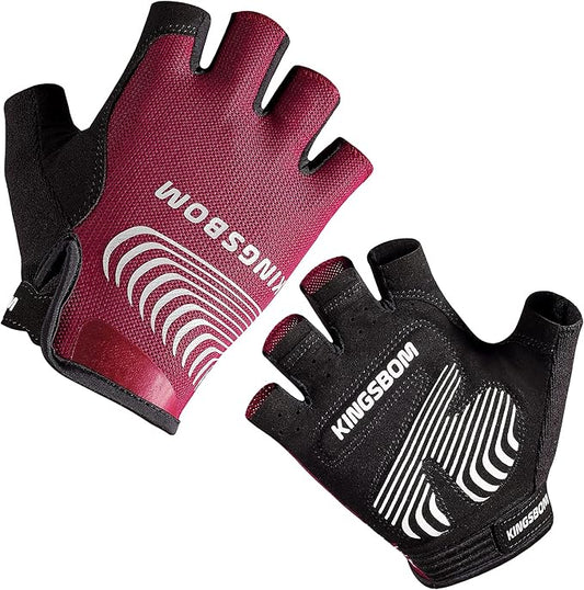KINGSBOM Breathable Cycling Gloves, Shock-Absorbing Bike Gloves with Light Silicone Gel Pad, Anti-Slip Bicycle Gloves for Men and Women