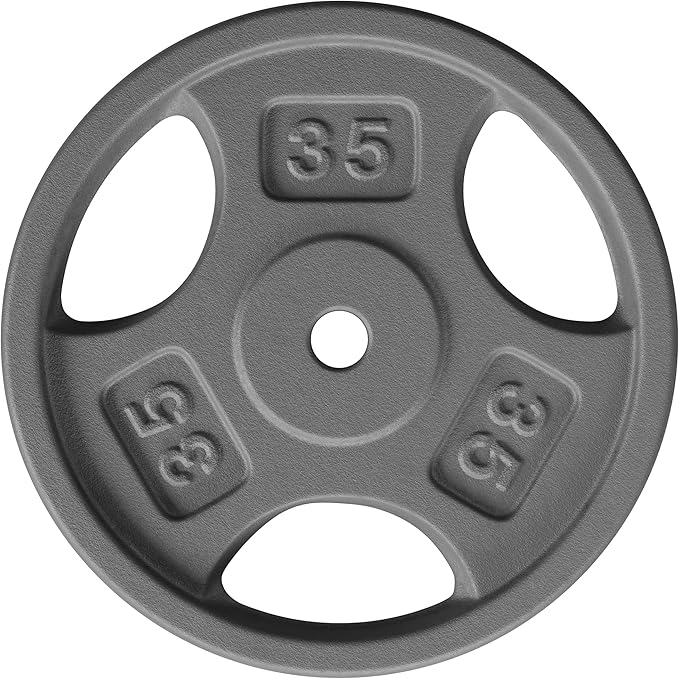 Yes4All Standard 1-Inch Grip Weight Plates, Cast Iron with Multiple Sizes from 2.5 lb to 35 lb for Strength Training, Weightlifting & Muscle Toning