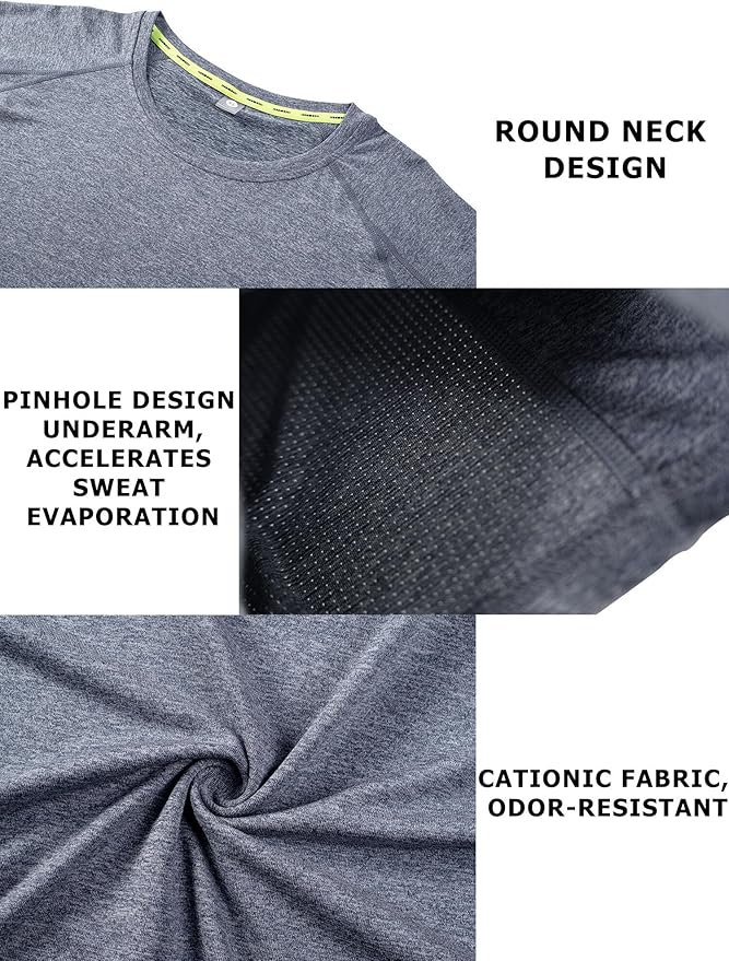 Moisture Wicking Quick Dry Soft Pickleball Workout Hiking Camping Running Shirts for Men Outdoor Sports