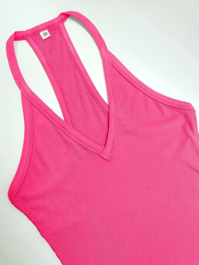 iGENJUN Workout Tops for Women Racerback Basic Tank Summer 2025 Camisole V Neck Slim Fit Ribbed Sleeveless
