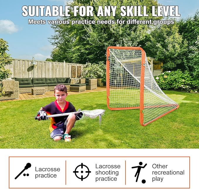 VEVOR Portable Lacrosse Goal - Complete Training Accessory Set with Extended Coverage for Youth and Adults