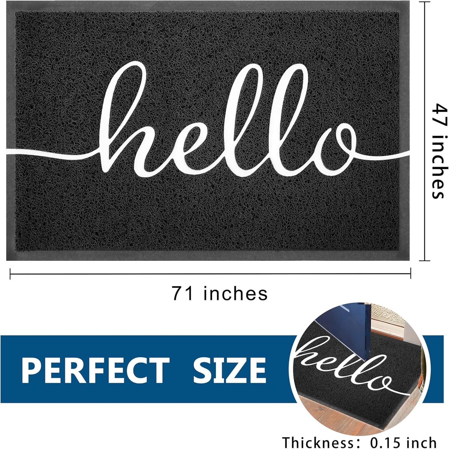 EARTHALL Funny Hello Mats Outside/Inside 71"x47", Front Door Mat Outdoor Entrance, Indoor Outdoor Mats for Home Entrance, Funny Doormat Outside/Inside Entry, Front Porch Decor for Farmhouse