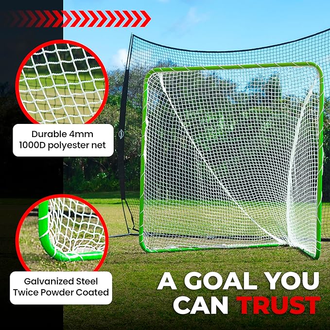 Velocity - Lacrosse Goal - Portable Steel Frame with Black Net, Perfect for Youth and Adult Training, Backyard Design
