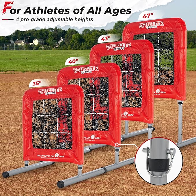 Heavy-Duty 9 Hole Pro Style Baseball & Softball Pitching Net with Strike Zone Target - Adjustable Portable Design for Training, Includes 4 Stakes & 2 Sandbags