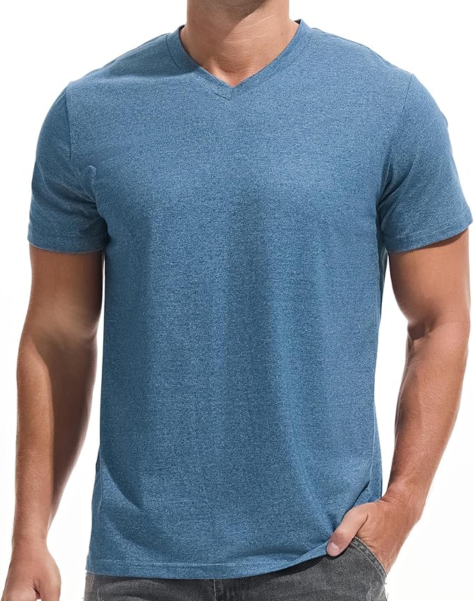 VEIISAR Premium V Neck T Shirts for Men - Modern Fitted Tees Vneck Undershirts