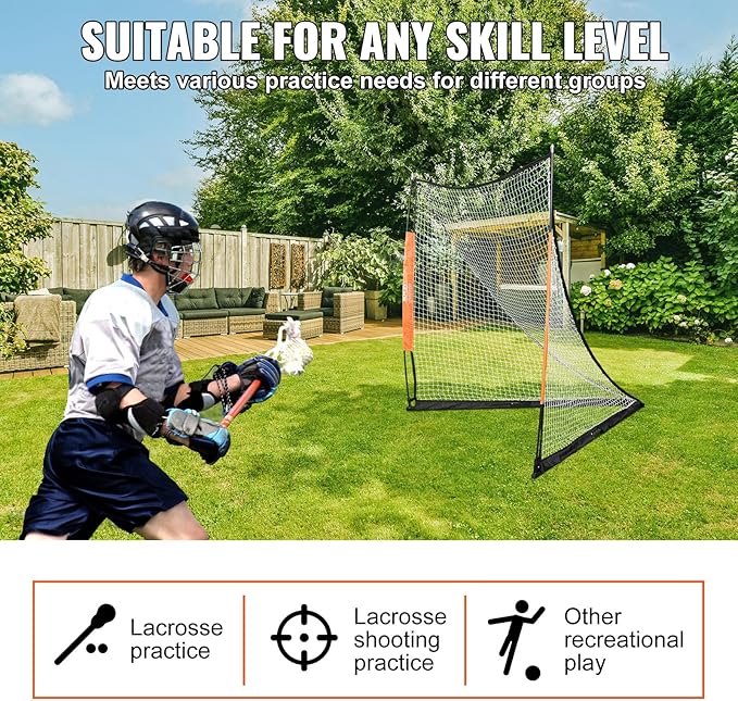 VEVOR Portable Lacrosse Goal - Complete Training Accessory Set with Extended Coverage for Youth and Adults