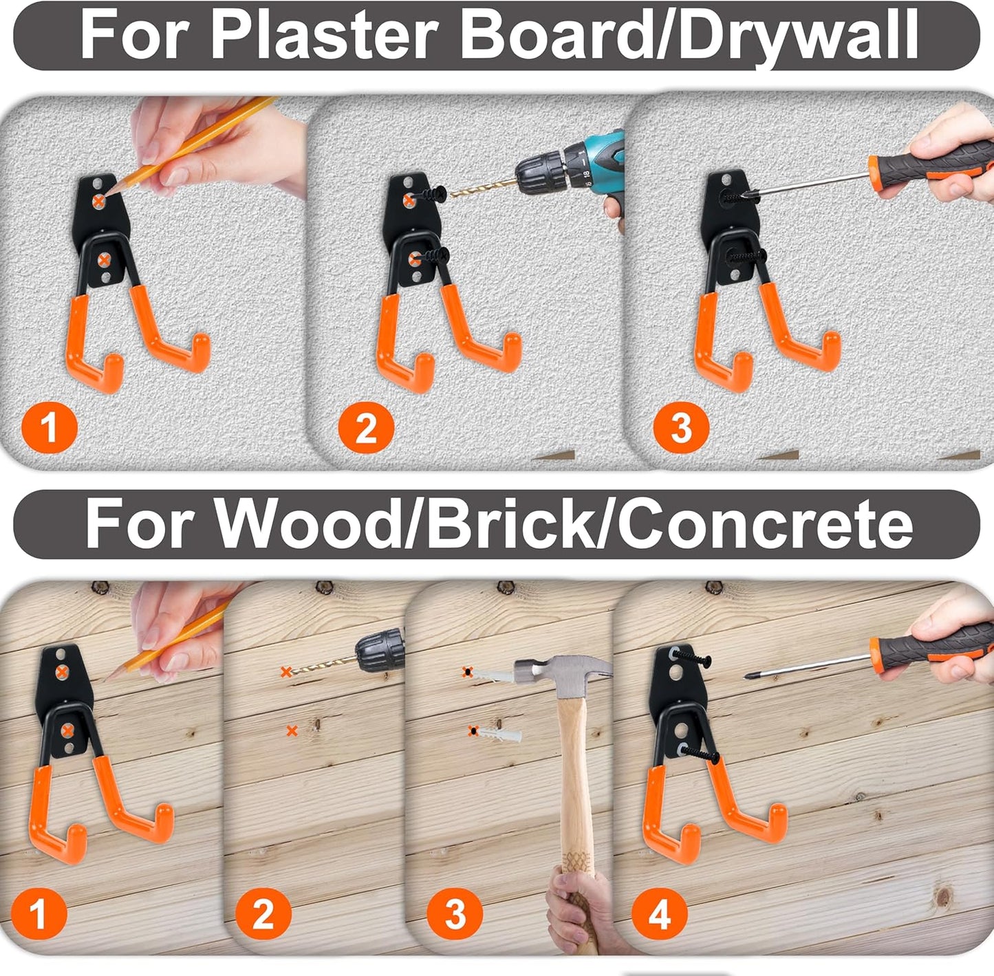 QUELIEN 3 Pack Garage Wall Hooks – 2.5in Heavy-Duty Cord Organizers for Garage Storage, Hose Holder, and Organization – Durable, Space-Saving Design for Home, Garage, and Workshop Use