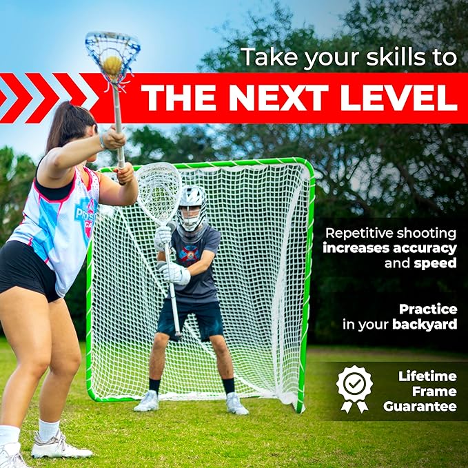 Velocity - Lacrosse Goal - Portable Steel Frame with Black Net, Perfect for Youth and Adult Training, Backyard Design