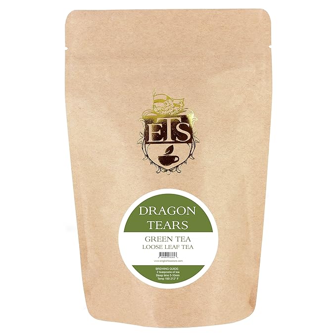 Jasmine Dragon Tears Green Tea Loose Leaf 4oz Pouch | Hand Rolled Pearls from Fujian China | Steamed Green Tea with Floral Aroma | Premium Quality Spring Harvest Jasmine Infused Tea