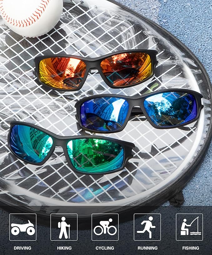 Polarized Sunglasses Men, Sports Sun Glasses Womens UV400 Protection for Fishing Running Driving
