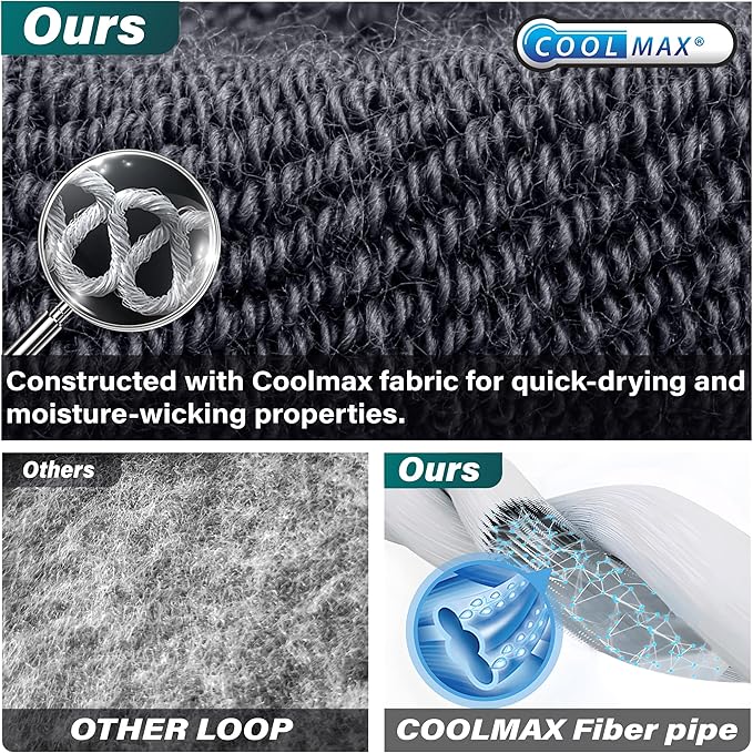 Hylaea Compression Running Socks for men, Coolmax Anti-Blister Cushion Crew Socks for Athletic, Moisture Wicking & Seamless