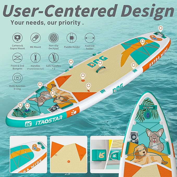 Joy 8'×29"/11'×35" Inflatable Paddle Board for Kids, One-Stop Premium SUP Accessories, Stand Up Paddle Board for More Balance, Tailored Fins for More Fun