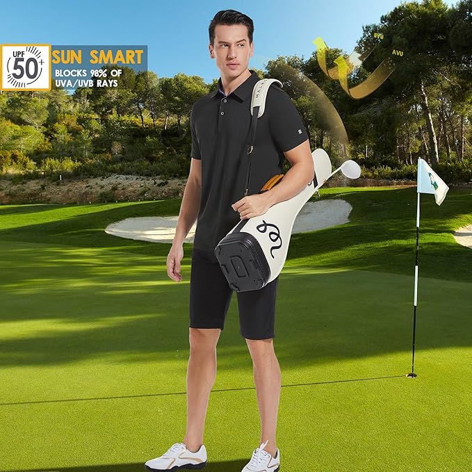 Mens Polo Shirts Short Casual Solid Stylish Dry Fit Performance Designed Collared Golf Polo Shirts for Men