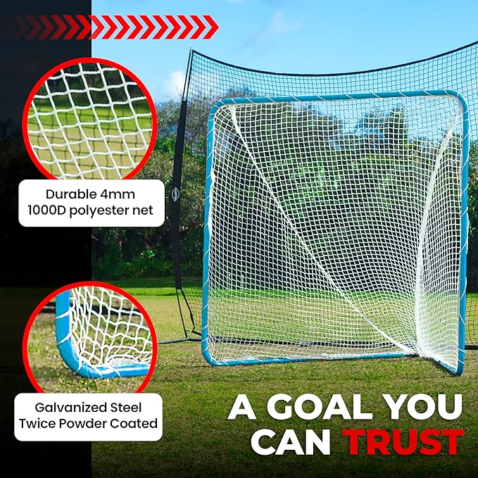 Velocity - Lacrosse Goal - Portable Steel Frame with Black Net, Perfect for Youth and Adult Training, Backyard Design