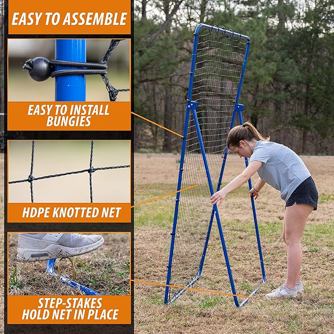 The Original Fully Adjustable 7x4 Feet Volleyball Rebounder Net from Anything Sports - Practice Sets, Spikes and Digs at Any Angle from Home- 12 Month No Questions Asked Warranty