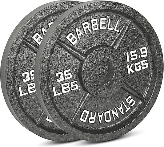 Cast Iron Olympic Weight Plates – Free Weights with 2-inch Hole & Anti-Rust Hammertone Finish - Ideal for Strength Training, Crossfit Equipment & Home Gym Set – Sold in Pairs - 2.5LB–45LB