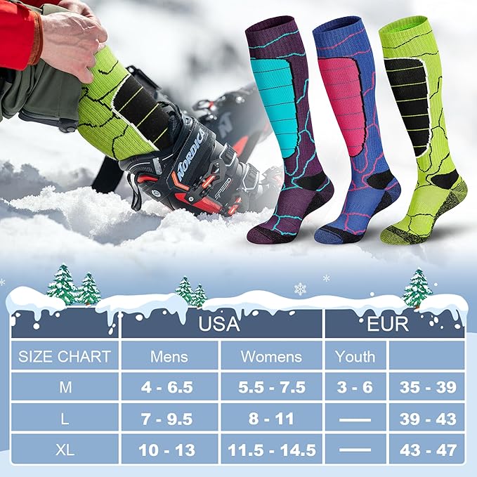 Hylaea Merino Wool Ski Socks, Cold Weather Socks for Snowboarding, Snow, Winter, Thermal Knee-high Warm Socks, Hunting
