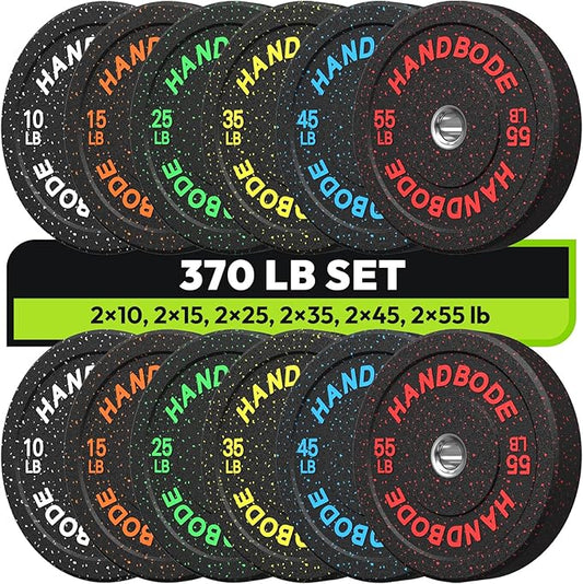 2-Inch Bumper Plates High Bounce, Olympic Weight Plate Set 45/100/160/190/260/300lb, Barbell Weight Plates Set for Home Gym, Colored Weights Rubber Strength Training Plate for Weight Lifting