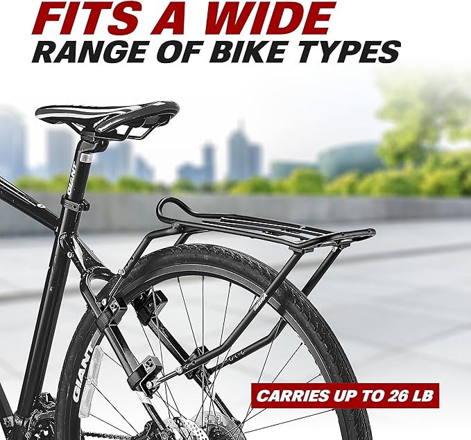 Ibera Bike Rack - Bicycle Touring Carrier Plus+ for Disc Brake/Non-Disc Brake Mount, Fat Tire Bikes, Frame-Mounted for Heavier Top & Side Loads, Height Adjustable for 26"-29" Frames