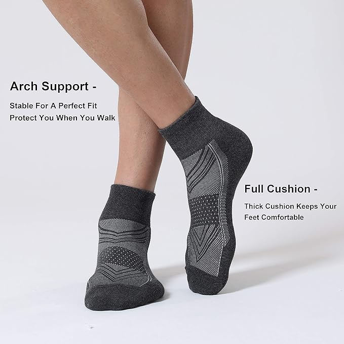 CelerSport 6 Pack Men's Ankle Socks with Cushion, Sport Athletic Running Socks