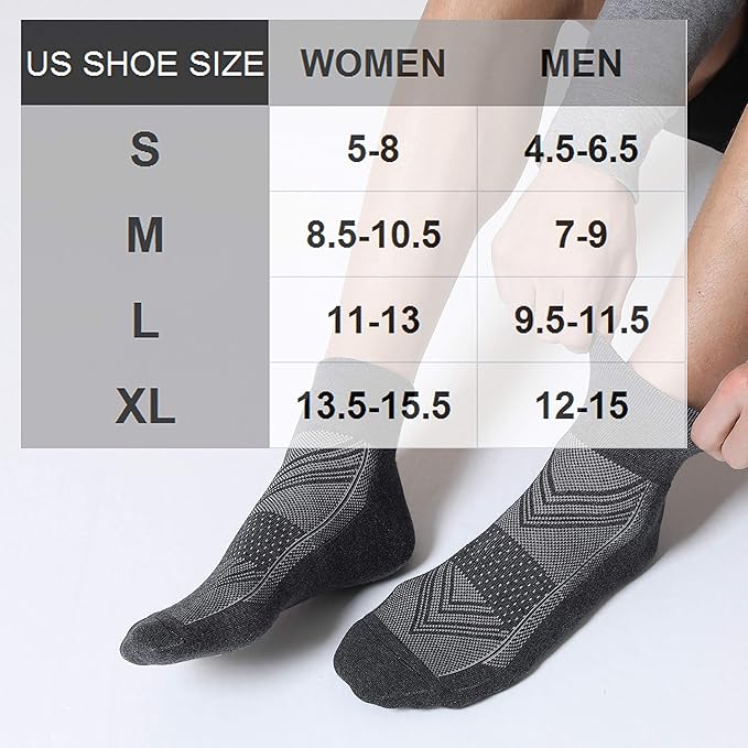 CelerSport 6 Pack Men's Ankle Socks with Cushion, Sport Athletic Running Socks