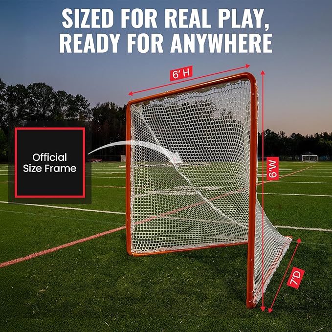 Trigon Sports Lacrosse Goal, 72” x 72” Portable Lacrosse Nets for Backyard, Steel Frame Lax Goal Hockey Soccer Training Equipment for Practice & Accuracy