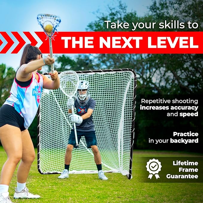 Velocity - Lacrosse Goal - Portable Steel Frame with Black Net, Perfect for Youth and Adult Training, Backyard Design