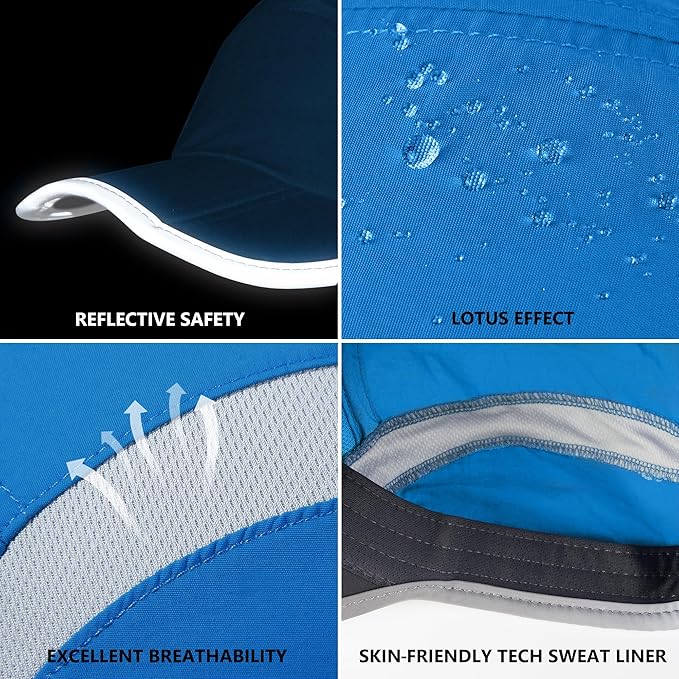 GADIEMKENSD Reflective Folding Outdoor Hat Unstructured Design UPF 50+ Sun Protection Sport Hats for Womens and Mens