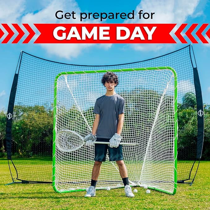 Velocity - Lacrosse Goal - Portable Steel Frame with Black Net, Perfect for Youth and Adult Training, Backyard Design