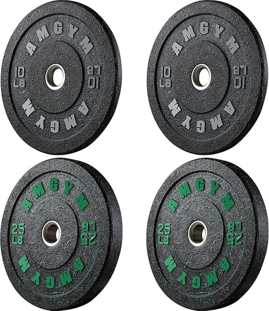 2 Inch Bumper Plates，10-500lbs，Barbell Rubber Olympic Weight Plates Set for Home Gym, Strength Training & Weight Lifting, Multiple Options Colors