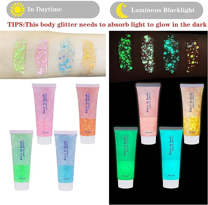 MEICOLY Neon Orange Body Glitter,Sparkling Face Glitter Gel,Mermaid Sequins Face Paint Glitter Autumn Makeup,Eye Hair Chunky Festival Rave Accessories Makeup,Party Body Glitter Gel for Women Kids,50ml