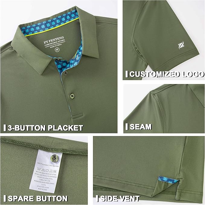 Mens Polo Shirts Short Casual Solid Stylish Dry Fit Performance Designed Collared Golf Polo Shirts for Men