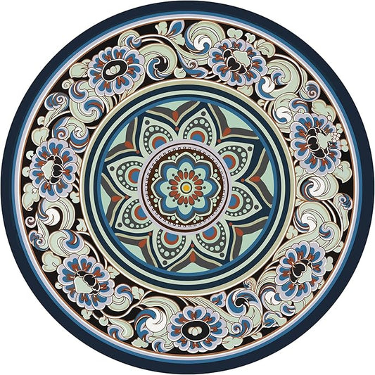 Knsbk Large Round Yoga Mat 4.6'X3.5mm for Exercise Premium Extra Thick, Ultra Comfortable, Non Slip, Meditation Mat