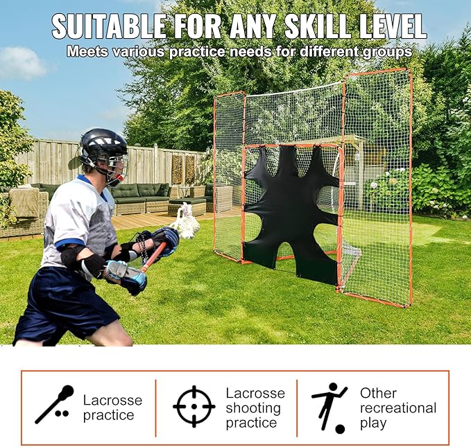 VEVOR Portable Lacrosse Goal - Complete Training Accessory Set with Extended Coverage for Youth and Adults