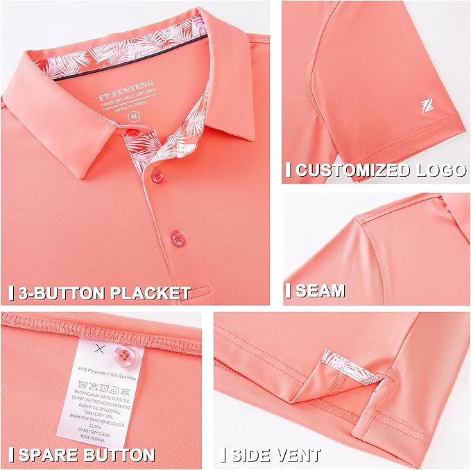 Mens Polo Shirts Short Casual Solid Stylish Dry Fit Performance Designed Collared Golf Polo Shirts for Men