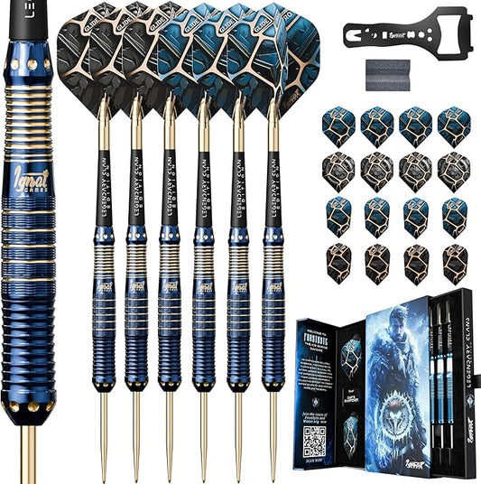 IgnatGames Premium Steel Tip Darts – 3/6/12 Pack Brass Barrels with Aluminum Shafts, 16 GlideXPro Flight Set, Tool Kit & Giftable Case