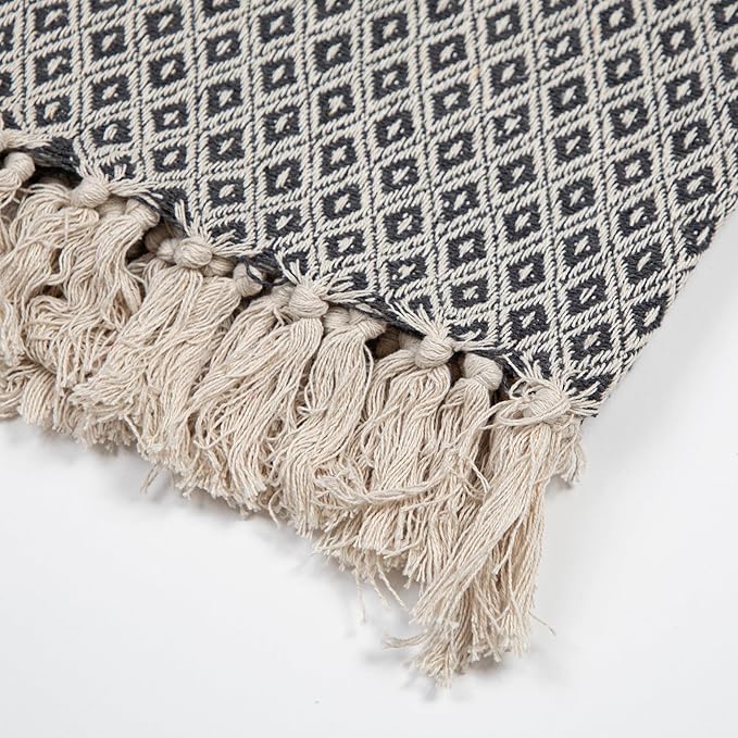 Arkwright Common Ground Bulk Blankets - Pack of 12 - Reversible 100% Cotton All Season Lightweight Couch Bed Throws for Wedding Guests, Travel, and Outdoor Events, 50 x 70 in, Diamond