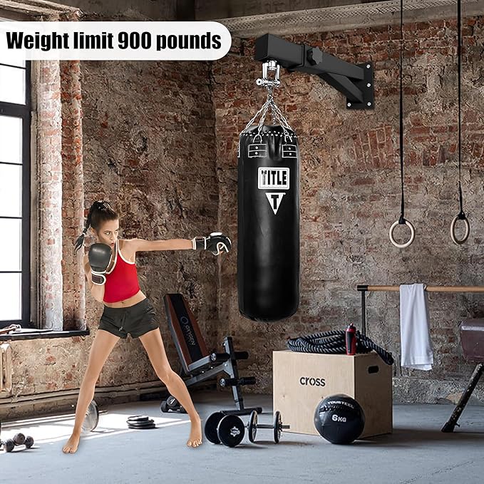 Adjustable Heavy Duty Bag Hanger,Wall Mount Punching Bag Hanger,Thickened Steel Plate and Stainless Steel kit for Home Gym Indoor Outdoor (Supports up to 900Ib)