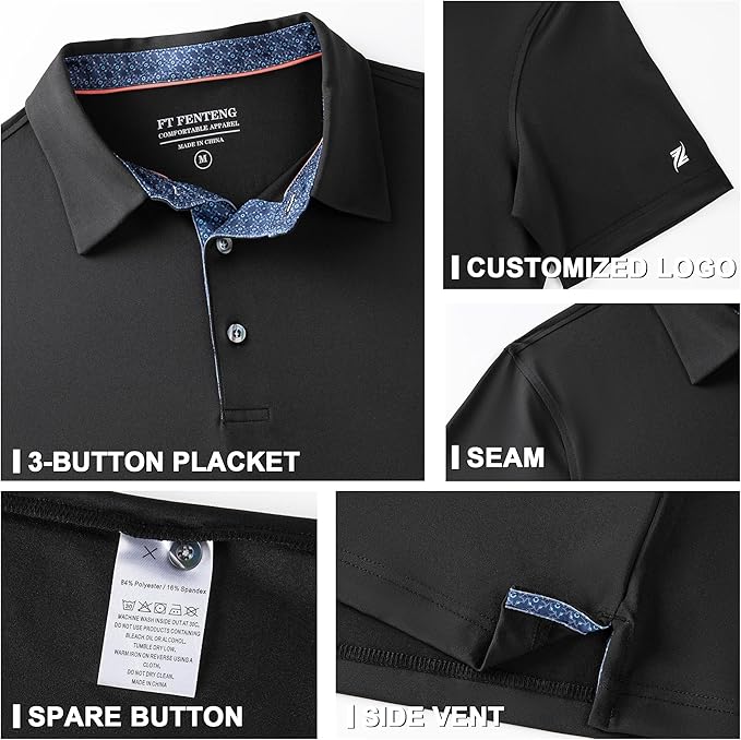 Mens Polo Shirts Short Casual Solid Stylish Dry Fit Performance Designed Collared Golf Polo Shirts for Men