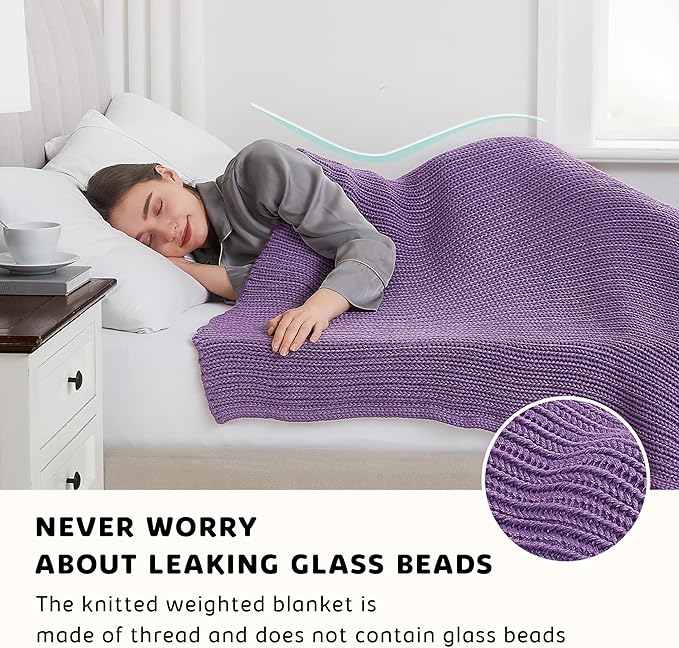 L'AGRATY Knitted Weighted Blanket - 48"x72" 15lbs Cooling Chunky Knit Heavy Blanket for Adults Braided Crochet Throw Thick Cable Yarn Knit Decorative No Beads Evenly Weighted Machine Washable