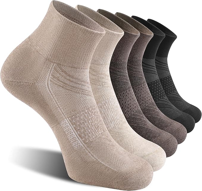 CelerSport 6 Pack Men's Ankle Socks with Cushion, Sport Athletic Running Socks